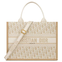 DIOR BookTote Cotton Tote Bag, Shoulder Bag, Handbag Medium Size Women's Natural