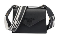 PRADA Monochrome Saffiano Leather One Shoulder Handbag Crossbody Bag Women's Black