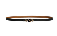 HERMES Double-Sided Design Smooth Buckle Leather Belts Women's Black Width 1.3CM