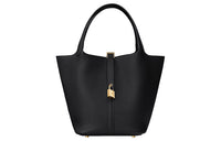 HERMES Picotin Crocodile Leather Controller Basket Bag Handbag Women's Black