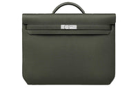 HERMES Kelly Depeches Cow Leather Handbag Men's Gray Green