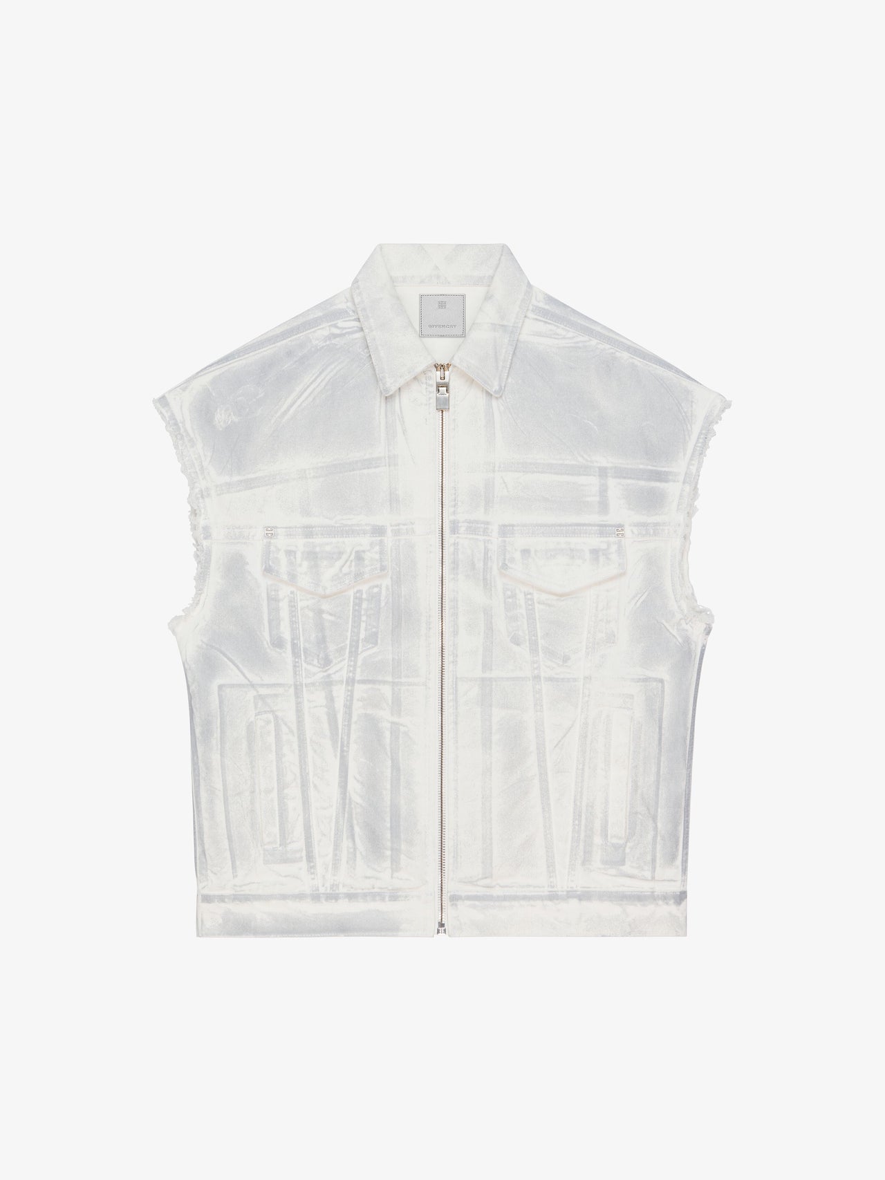 Givenchy Men's Oversized Fit Zip Vest V Pocket Print