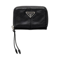 PRADA Leather Coin Purse Men's Black