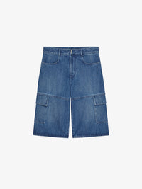 Givenchy Men's Multicutted Curved Denim Shorts