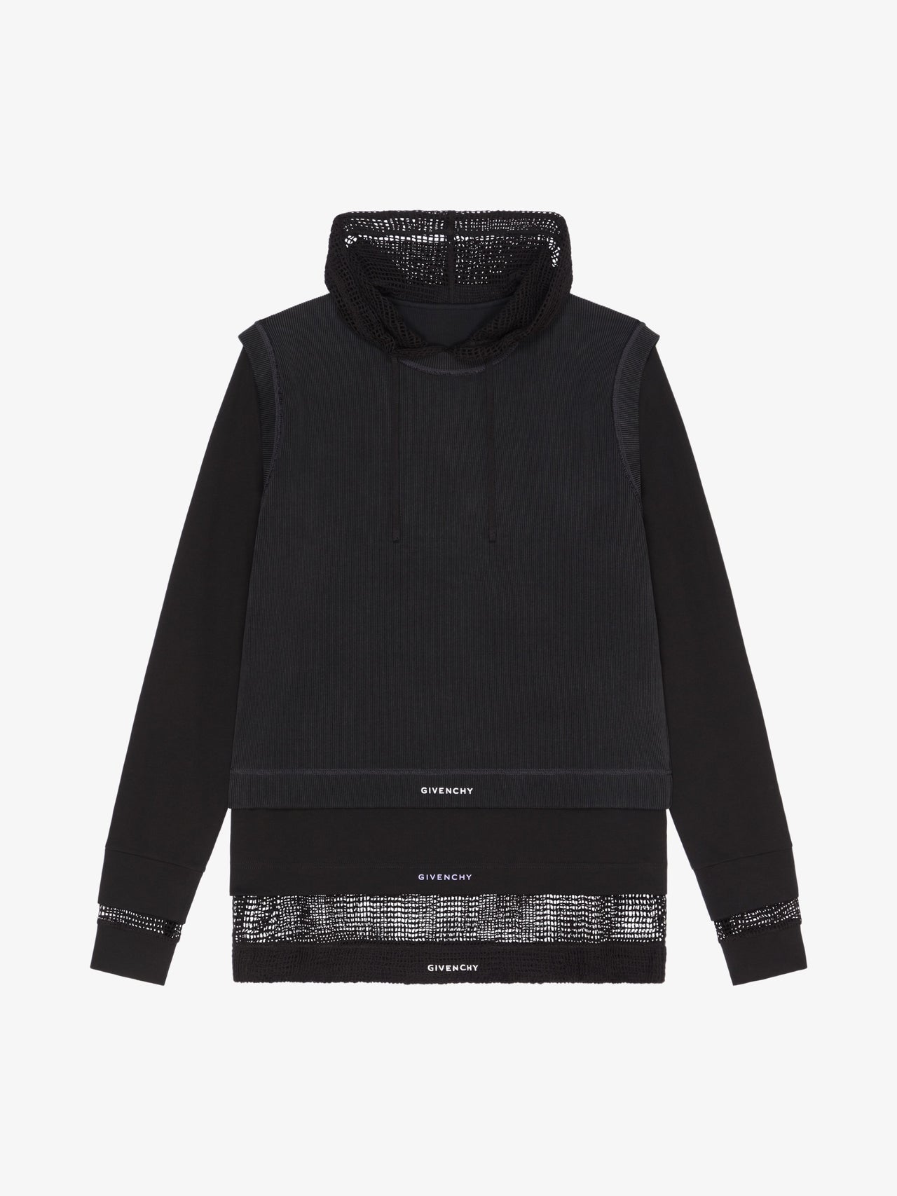 Givenchy Men's Jersey & Mesh Hoodie All-In-One Look9
