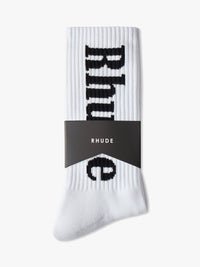 Rhude Men's Logo Socks White/black
