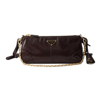 PRADA Re Edition Calfskin Shoulder Bag Medium Size Women's Dark Brown