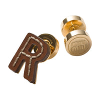 MIU MIU Leather Earrings Women's Gold