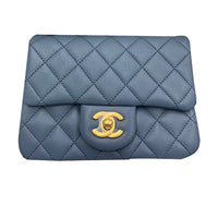 CHANEL Lambskin Shoulder Bag Crossbody Bag Women's Gray Blue