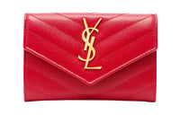 SAINT LAURENT Cow Leather Wallet Women's Red