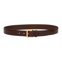 SAINT LAURENT Metal Leather Belts Women's Brown Width 3CM