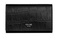 CELINE Crocodile Embossed Calfskin Key Pouch Men's Black