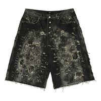 Thug Club Hard Washed Destroyed Denim Shorts 'Black' TC26PT1202