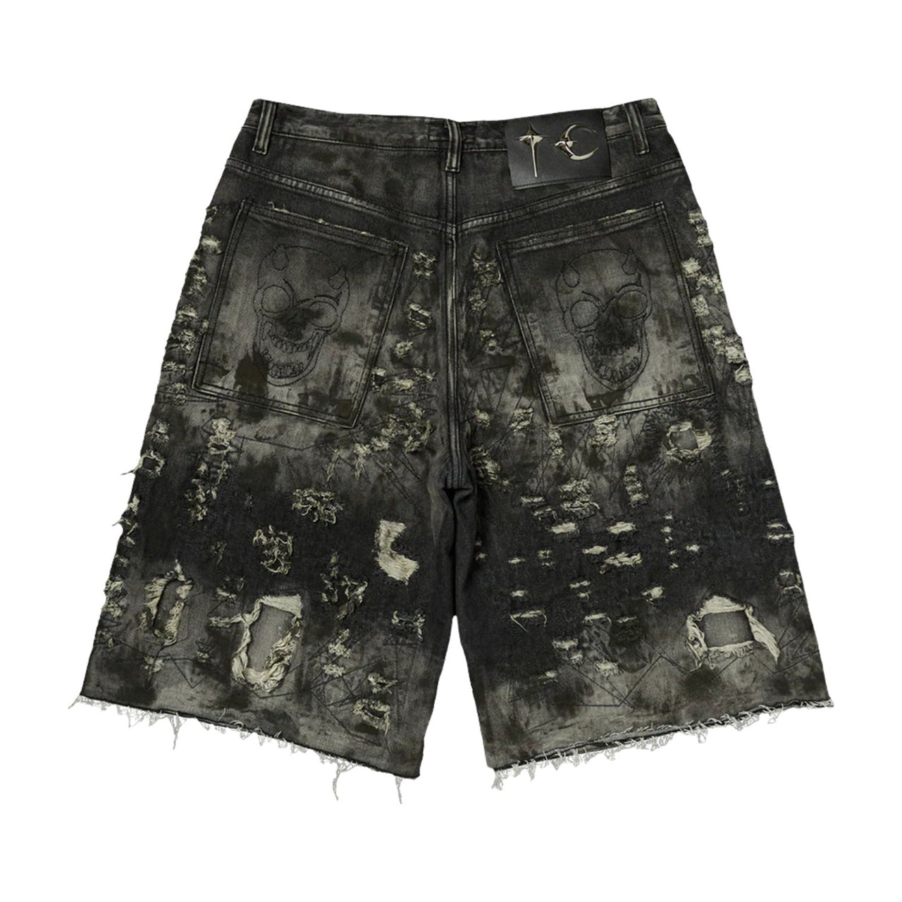 Thug Club Hard Washed Destroyed Denim Shorts 'Black' TC26PT1202