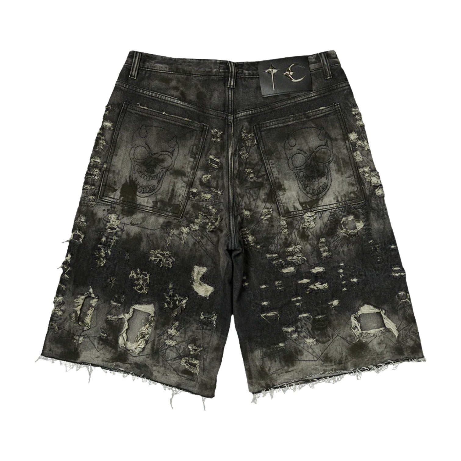 Thug Club Hard Washed Destroyed Denim Shorts 'Black' TC26PT1202