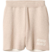 MIU MIU Logo-Intarsia Knitted Shorts