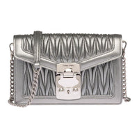 MIU MIU Miu Confidential Soft Sheep Leather Envelope Bag Shoulder Bag Crossbody Bag Women's Silver