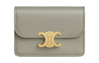 CELINE Triomphe Shiny Calfskin Wallet Women's Green Clay