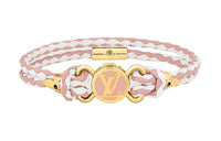 LOUIS VUITTON Cow Leather Metal Enamel Bracelets Women's Pink