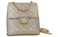 CHANEL Calfskin Backpack Women's Blue
