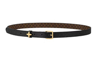 LOUIS VUITTON Brand Logo Print Pin Buckle Leather Belts Unisex Black Width 1.8CM