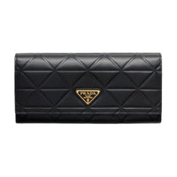 PRADA Leather Wallet Large Size Women's Black