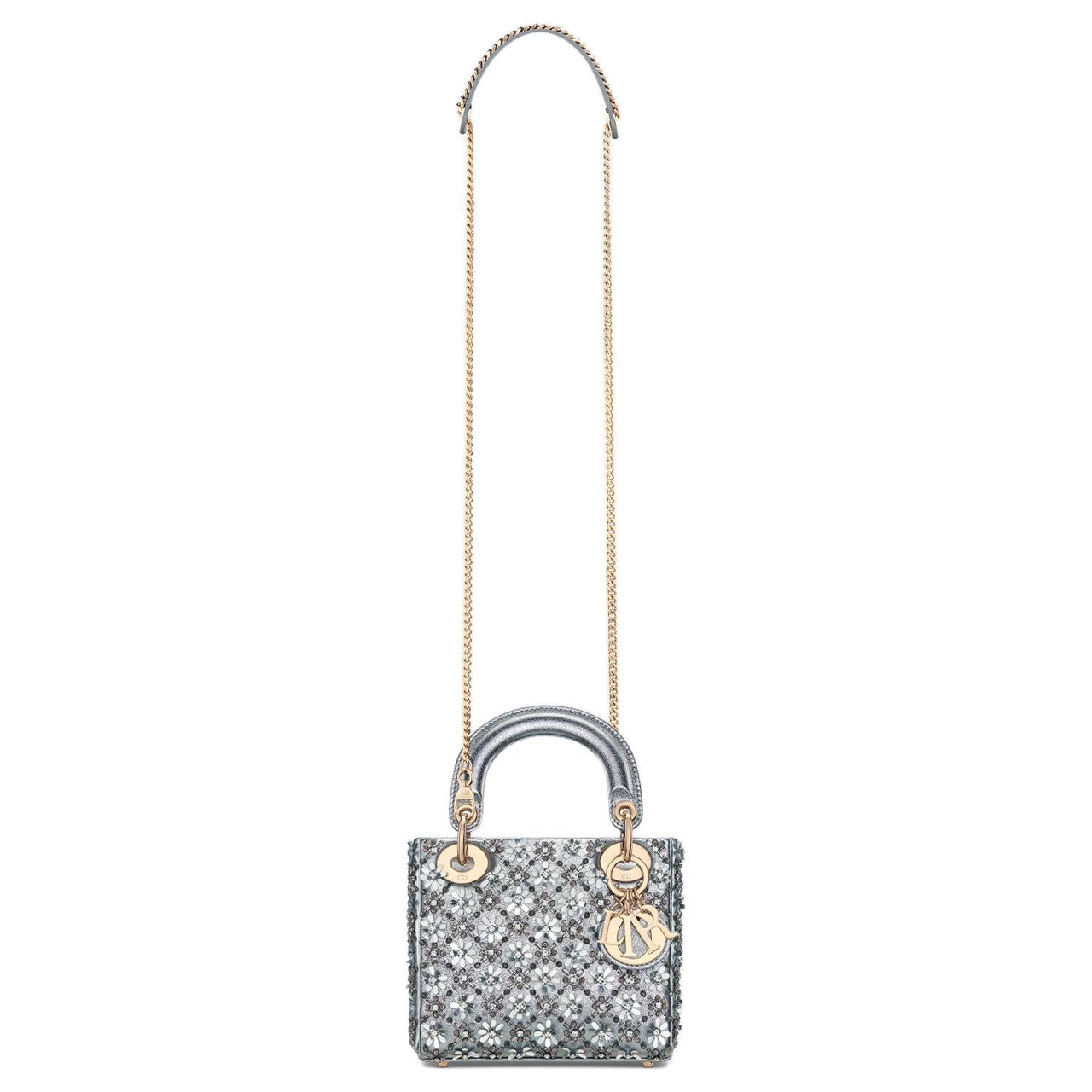 DIOR Lady Dior Calfskin Shoulder Bag, Crossbody Bag, Handbag Mini Women's Silver