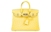 HERMES Birkin Ostrich Leather Birkin Bag Handbags Women's 9NCitron Tartraz