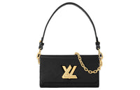 LOUIS VUITTON Twist Glossy Finish Calfskin Handbag, Shoulder Bag Women's Black