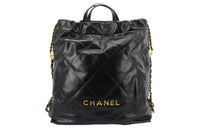 CHANEL 22Bag Shiny Calfskin Backpack Large Size Women's Black