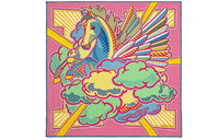 HERMES Silk Scarves Women's Bright Pink/Green/Yellow