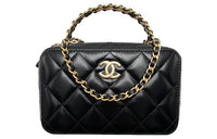 CHANEL Cow Leather Camera Bag Chain Handbag Shoulder Bag Crossbody Bag Women's Black