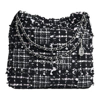 CHANEL 22Bag Velvet Handbag Shoulder Bag Medium Size Women's Black & Multicolor