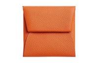 HERMES Bastia Epsom Calfskin Coin Purse Wallets Card Holders Women's Orange & Blue