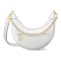 LOUIS VUITTON Loop Ostrich Leather Pea Pod/Moon Bag Shoulder Bag Handbag Shoulder Bag Women's Silver