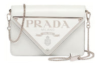 PRADA Leather Handbag, Shoulder Bag, Crossbody Bag Large Size Women's White