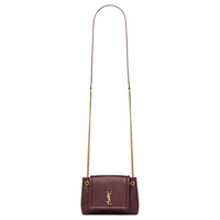 SAINT LAURENT Lambskin Crossbody Bag Mini Women's Mulled Wine Color