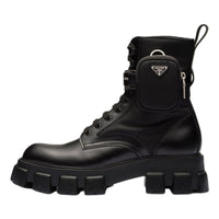PRADA Monolith 55mm Pouch Ankle Boots Black Leather
