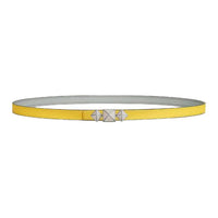 HERMES Palladium-Plated Leather Belts Unisex Blue Glacier/Naples Yellow Width: 1.3cm