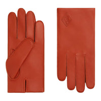 HERMES Calfskin Gloves Men's Orange Red