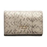PRADA Leather Card Holder Women's Stone Gray