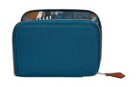 HERMES Silk'In Cow Leather Wallet Women's Dark Blue