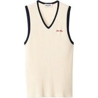 MIU MIU Logo Embroidered Knitted Vest