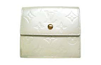 LOUIS VUITTON Shiny Leather Wallet Unisex Beige