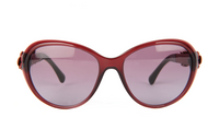 CHANEL Plastic Irregular Shape Sunglasses Women's Red