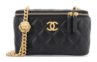 CHANEL Sheepskin Shoulder Bag Crossbody Bag Medium Size Women's Black