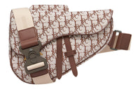 DIOR CACTUS JACK Collaboration Jacquard Fabric Saddle Bag Crossbody Shoulder Bag Women's Coffee