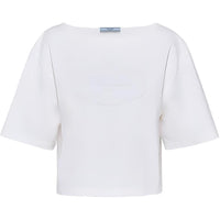 PRADA SS24 Drop Shoulder Sleeve T Shirt Women's White