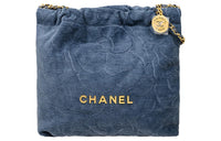 CHANEL Canvas With Metal Handbag Shoulder Bag Regular Women's Denim Blue