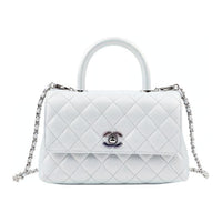 CHANEL COCO Handle Embossed Calfskin Shoulder Bag Crossbody Bag Handbag Women's Iridescent Blue